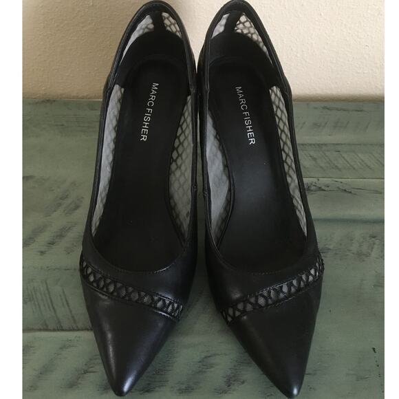 Marc Fisher Dalta 10M Black Fishnet Inspired Mesh Stiletto Heels - Picture 8 of 8